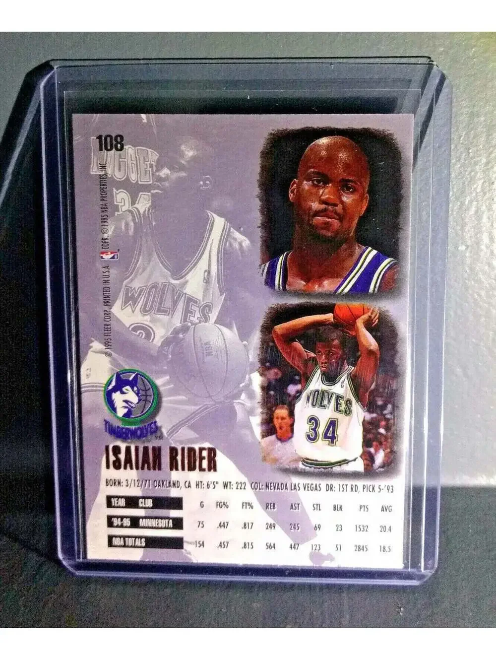 1995-96 Isaiah Rider Fleer Ultra #108 Basketball Card